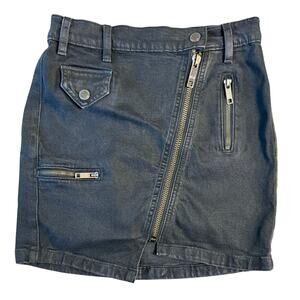 Hudson Denim Skirt Mini Moto Asymmetrical Zippered Jean Black Women's Size 26